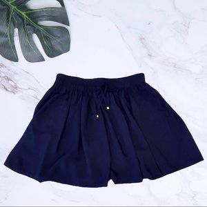 MING Navy Blue High Waisted Skit w/ Pockets & Gold Accents on Drawstrings